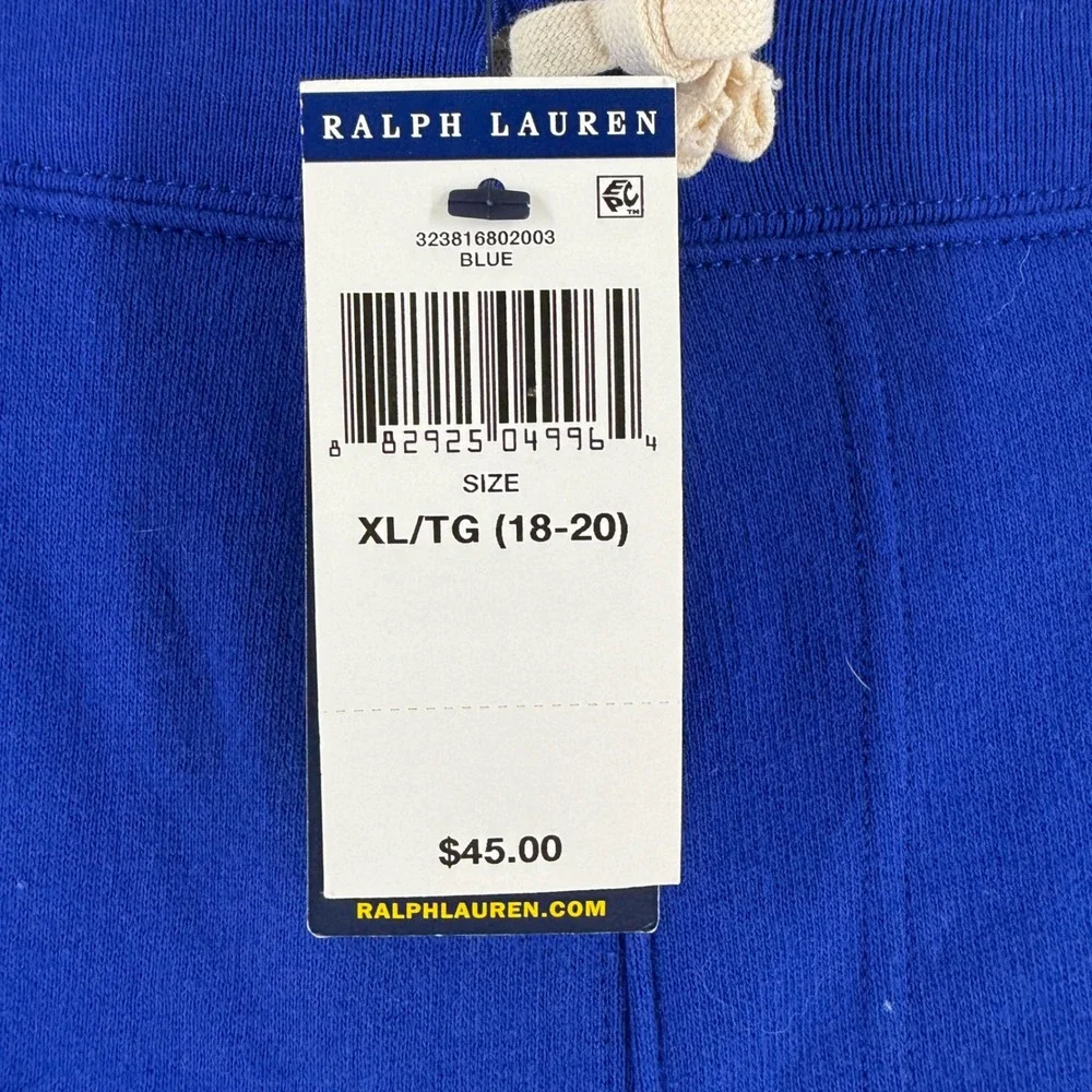 Ralph Lauren Boys XL 18-20 Blue Fleece Jogger Pants NWT 323816802003